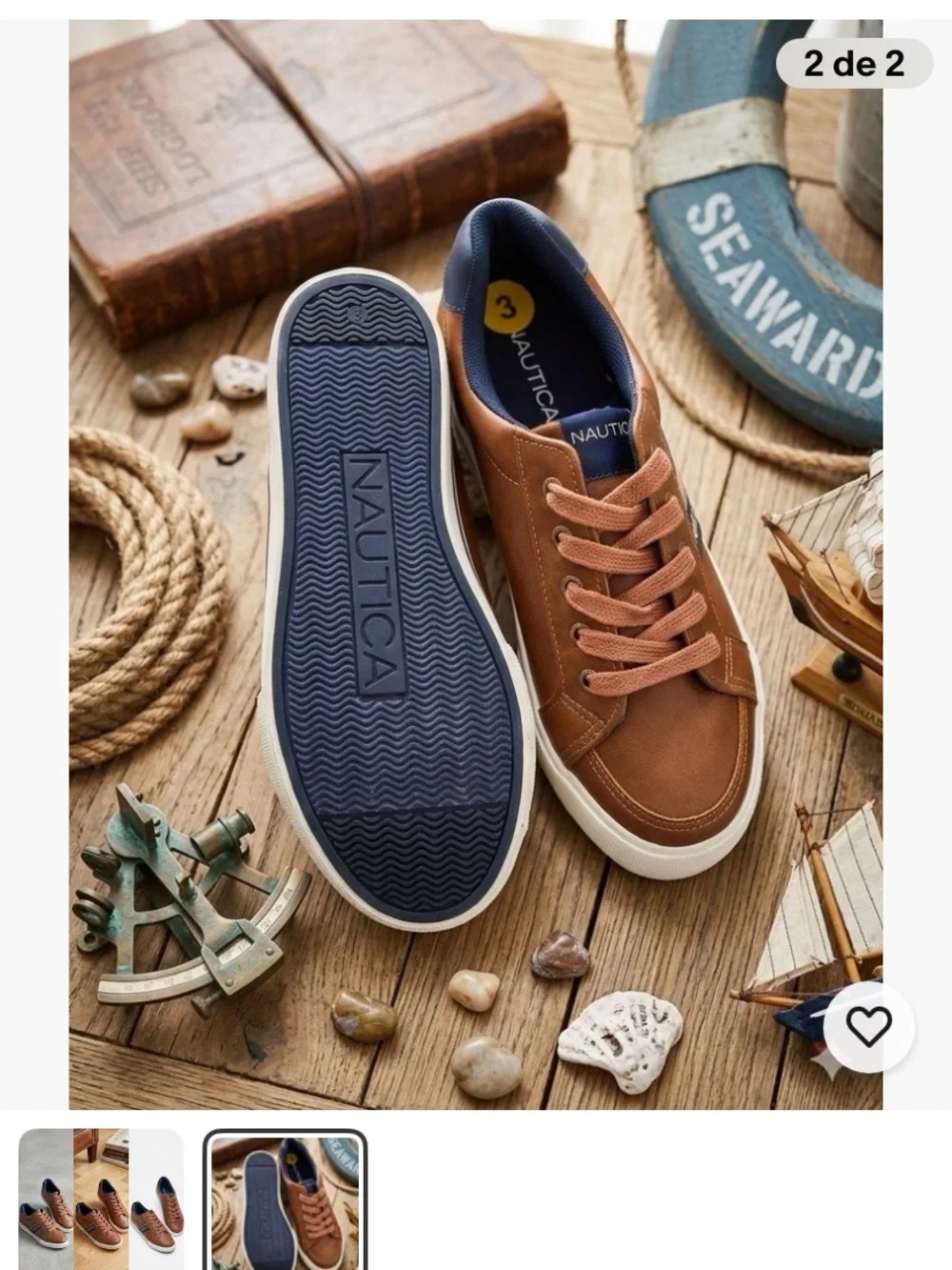 Nautica Men's Brown and Navy Low-Top Sneakers